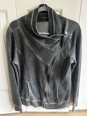 Calvin Klein Charcoal Gray Asymmetrical Zip Cowl Sweater
